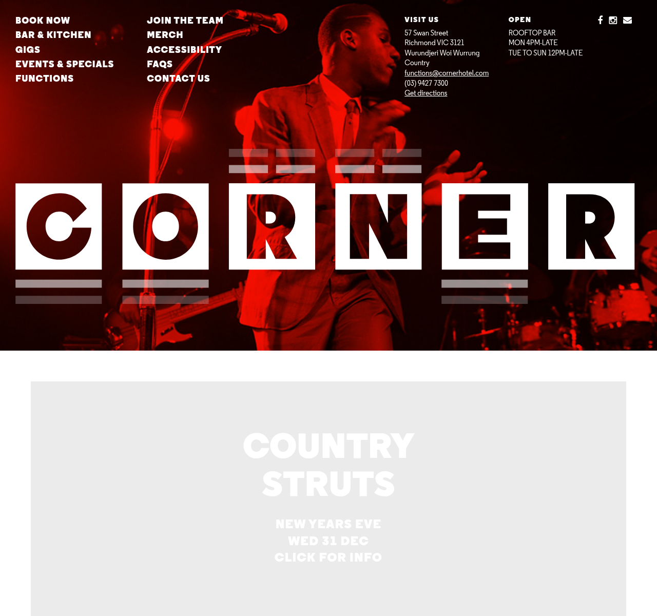 Screenshot of https://www.cornerhotel.com/