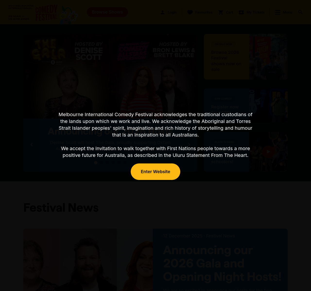 Screenshot of https://www.comedyfestival.com.au/